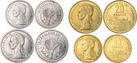Djibouti Lot von 4 Stücken: 1 und 2 Francs 1959, 10 und 20 Francs 1965 -