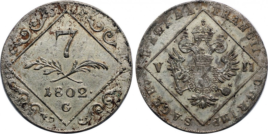 Austria 7 Kreuzer 1802 Franz II. G AXF | MA-Shops