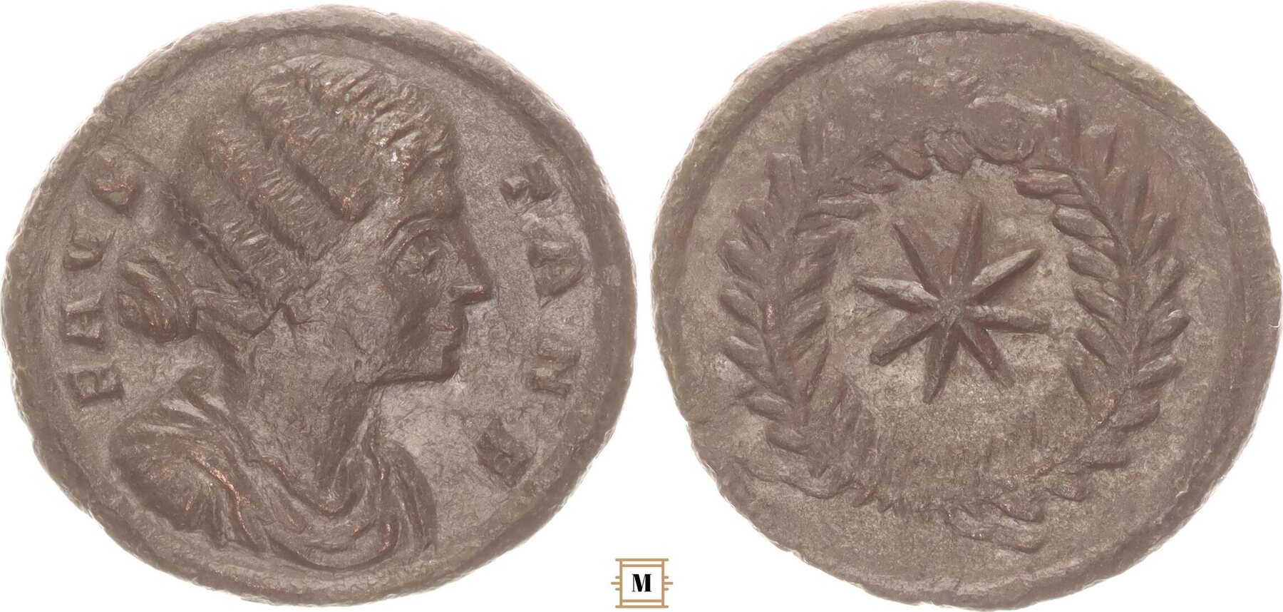 Roman Empire AE follis 324-326 Fausta, Eight-Rayed star within star ...