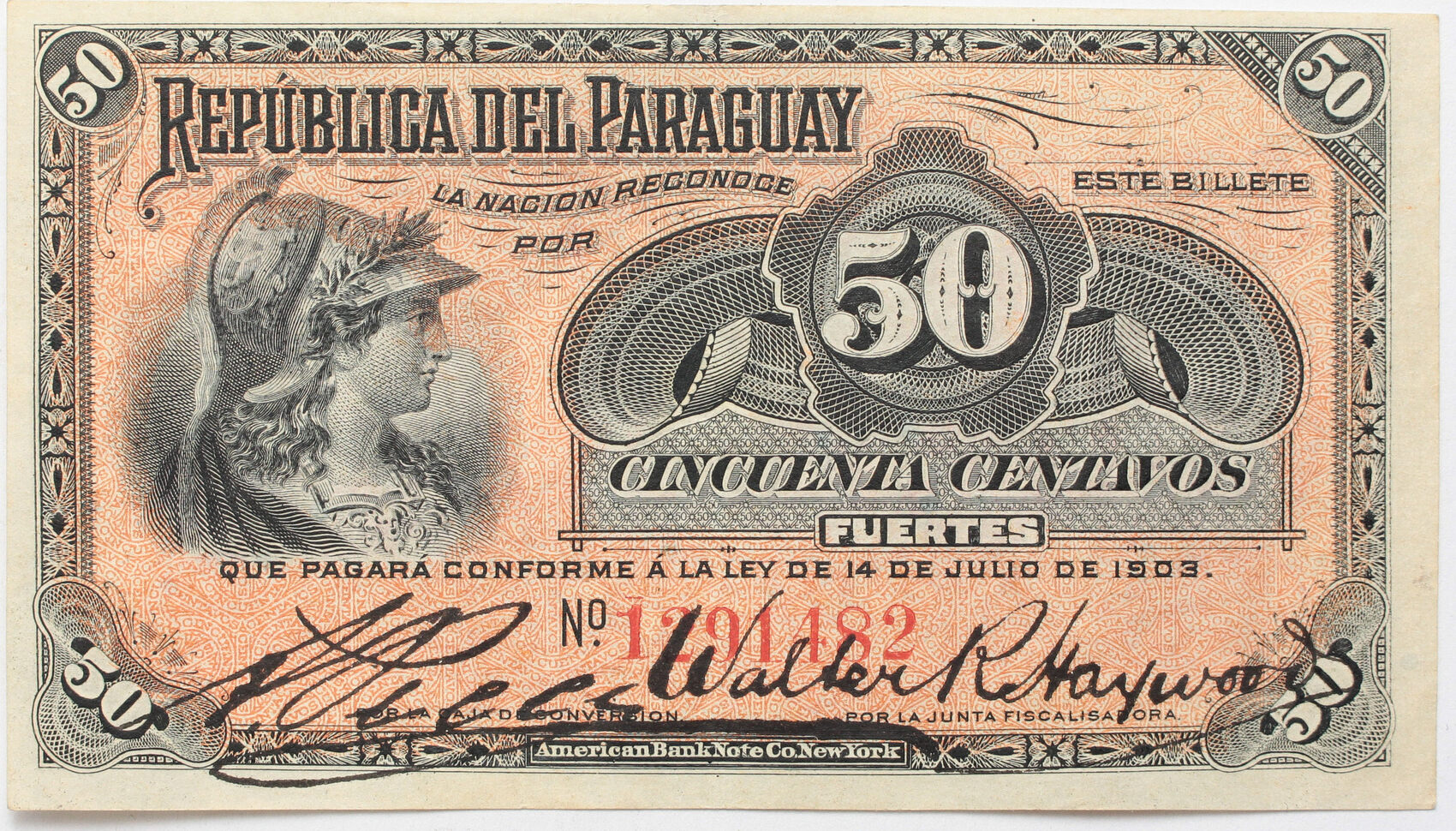 Paraguay 50 centavos 1903 L.103 XF | MA-Shops