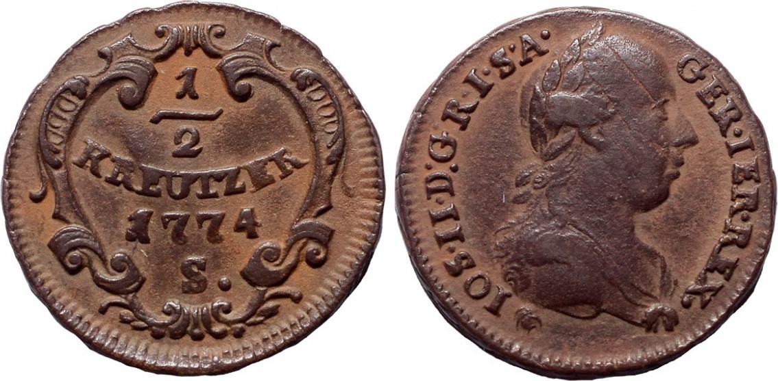 RDR 1/2 kreuzer 1774 Joseph II. S VF+ | MA-Shops