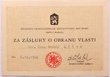 Czechoslovakia silver medal 1988 with the respective ribbon bar, in its box and with the diploma of issue