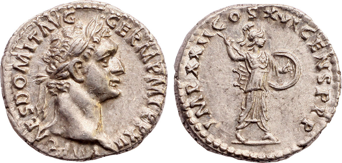Roman Empire denar 81-96 Domitian, Minerva | MA-Shops