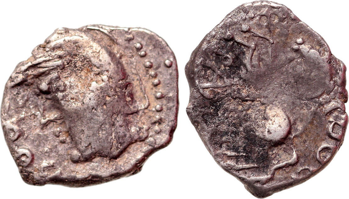 Celtic, Gaul, Sequani. Circa 80-50 BC. Plated/ Fourée Quinarius