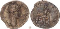 Roman Empire AR denarius Hadrian, PM TR P COS III / SAL AVG, Salus seated -