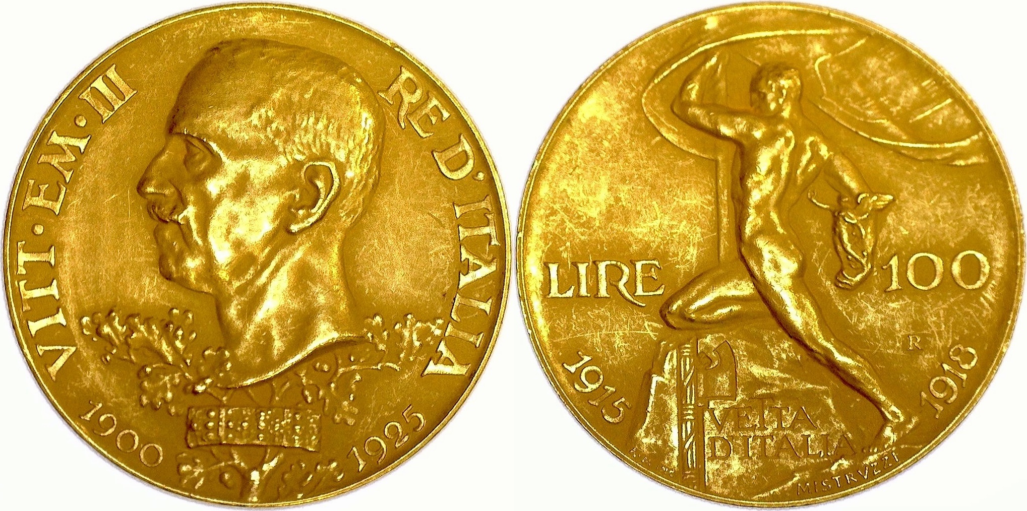 Italy 100 Lire 1925 Vittorio Emanuele III Anniversary of Reign VF | MA ...