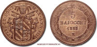 5 BAIOCCHI 1853 A VIII Papal States / Kirchenstaat Pius IX. gutes VZ (58/70)