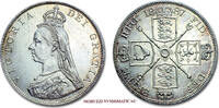 Great Britain / Großbritannien Königin Victoria DOUBLE FLORIN / Doppel-Florin 1887 Stempelglanz (63/70)