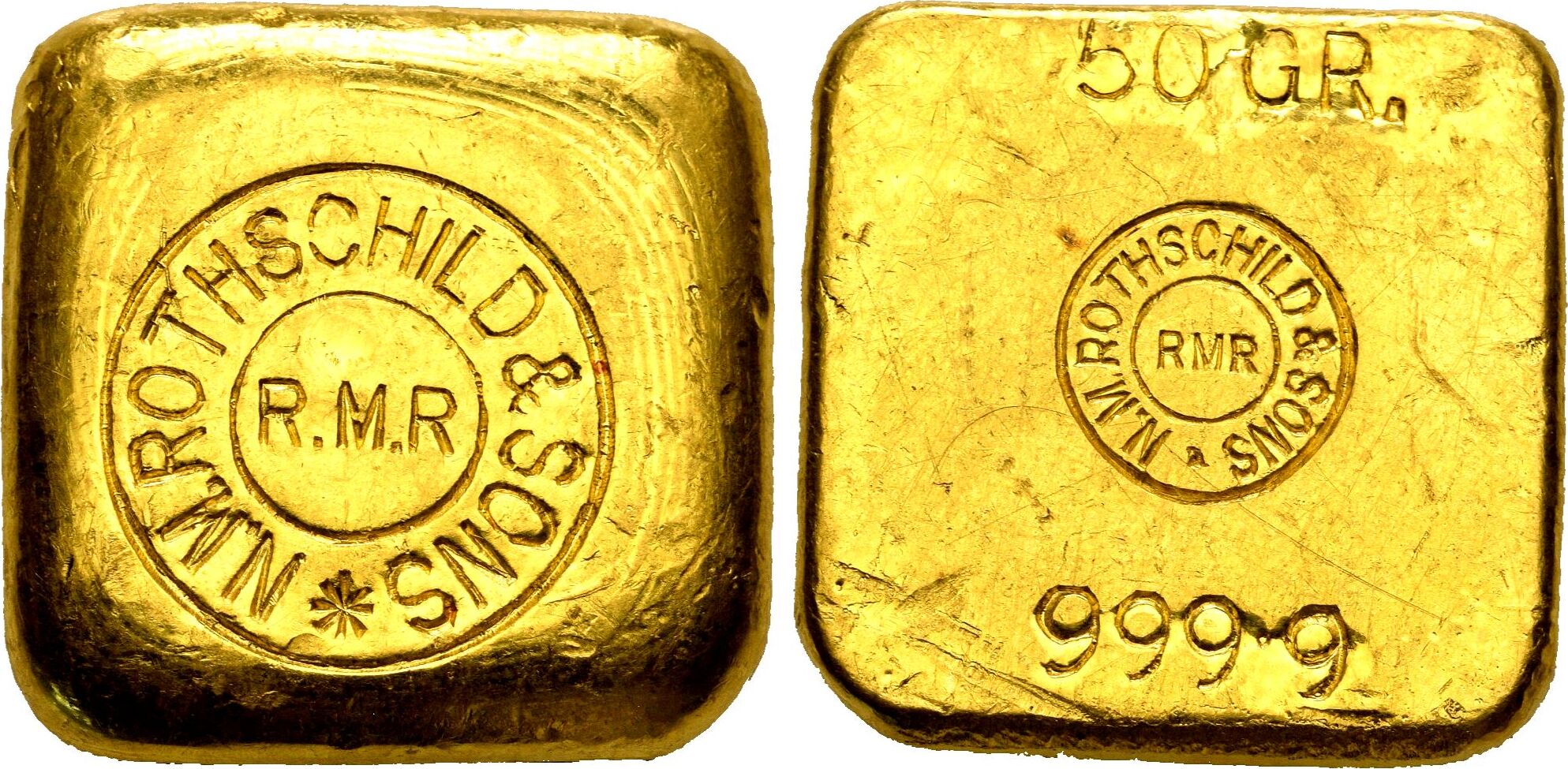 ROTHSCHILD & SONS GOLDBARREN 50 Gramm Feingold Gold. EF