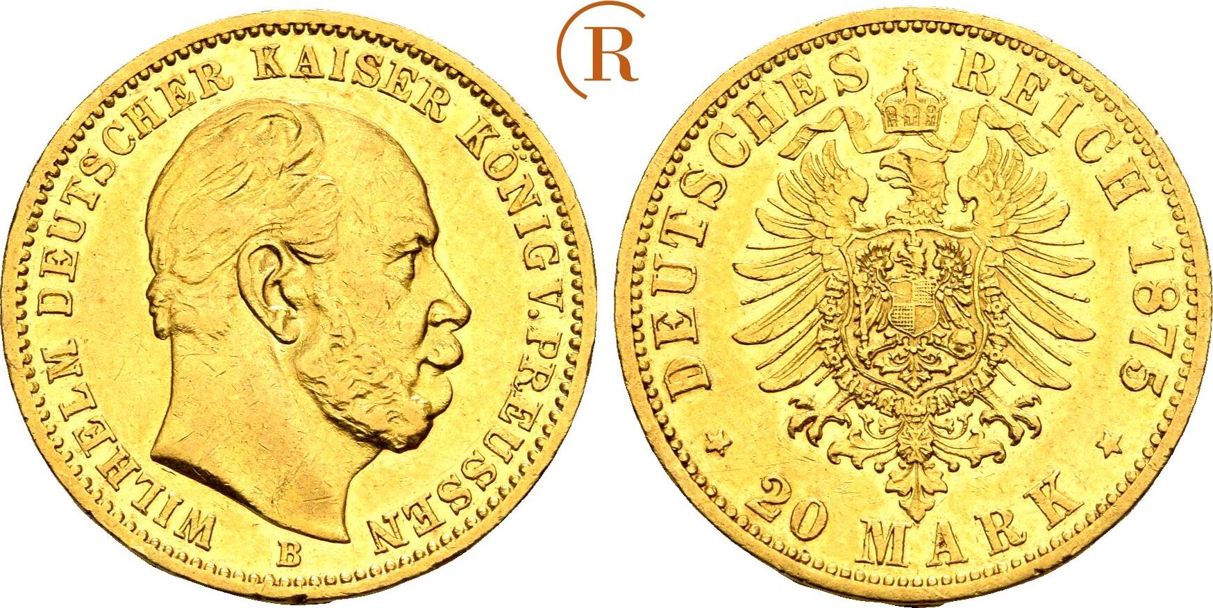 KAISERREICH PREUSSEN Wilhelm I., 1861-1888 20 Mark 1875 B Gold. Selten ...