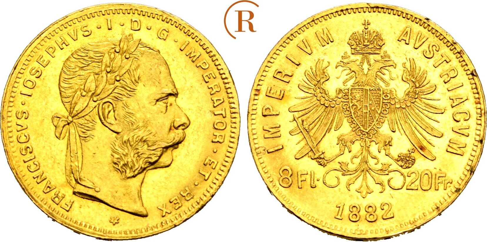 RÖMISCH DEUTSCHES REICH Franz Joseph, 1848-1916 8 Gulden (20 Franken ...