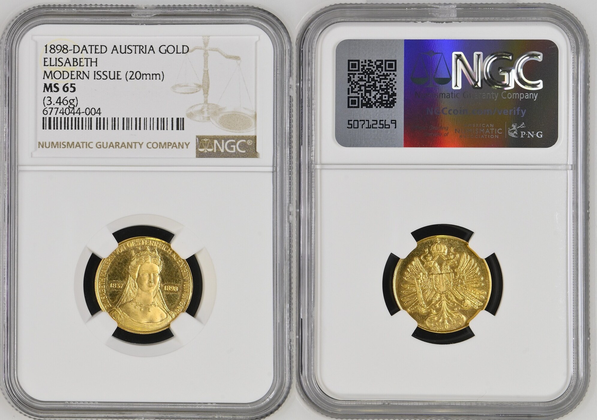 STERREICH Goldmedaille 1898 DATED Gold. NGC MS 65