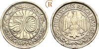 DRITTES REICH Kursmünzen 50 Reichspfennig 1932 E Winziger Randfehler, EF