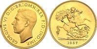 GROSSBRITANNIEN Georg IV., 1936-1952 5 Pfund (Pounds) 1937, London Gold. Minimale Haarlinien, Proof