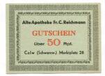 Calw, 50 Pfennig o.J.(1945-48) Alte Apotheke Rr.C.Reichmann, UNC