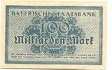 Bayern 100 Md. Mark 20.10.1923 München,Bayerische Staatsbank, UNC