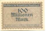 Bayern 100 Mio. Mark 20.9.1923 München,Bayerische Staatsbank, UNC