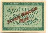 Bayern 20 Md. Mark 20.9.1923 München,Bayerische Staatsbank, I / AU-55