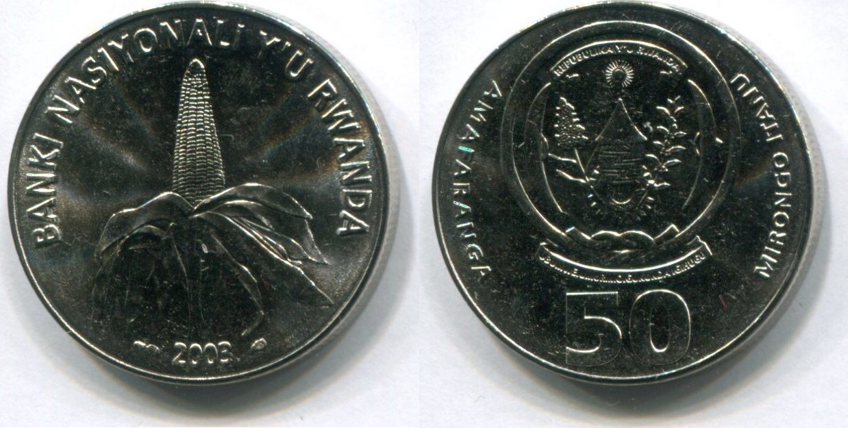 50 francs 2003 ~ ruanda ~ maiskolben ~ unc