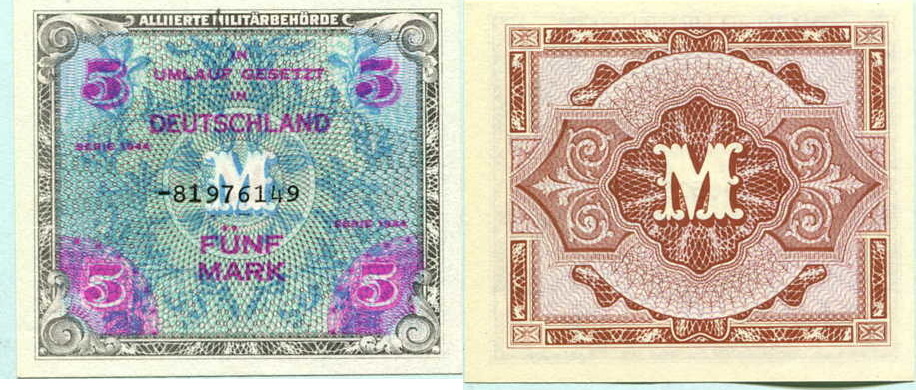 Alliierte Militärbehörde, 5 Mark 1944 I | MA-Shops