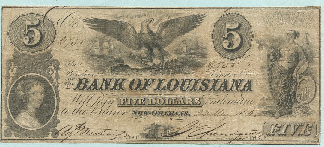 1862. Банкноты США 18 века. Банкнота 100 долларов США 1862. Доллар США 18 века. Банкнота 5 долларов банк Луизиана.