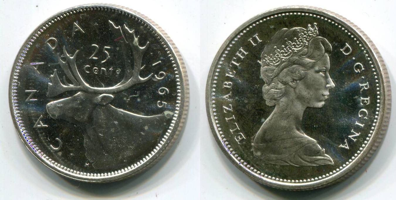 Canada 25 Cents 1965 ~ Elisabeth II. ~ unc | MA-Shops