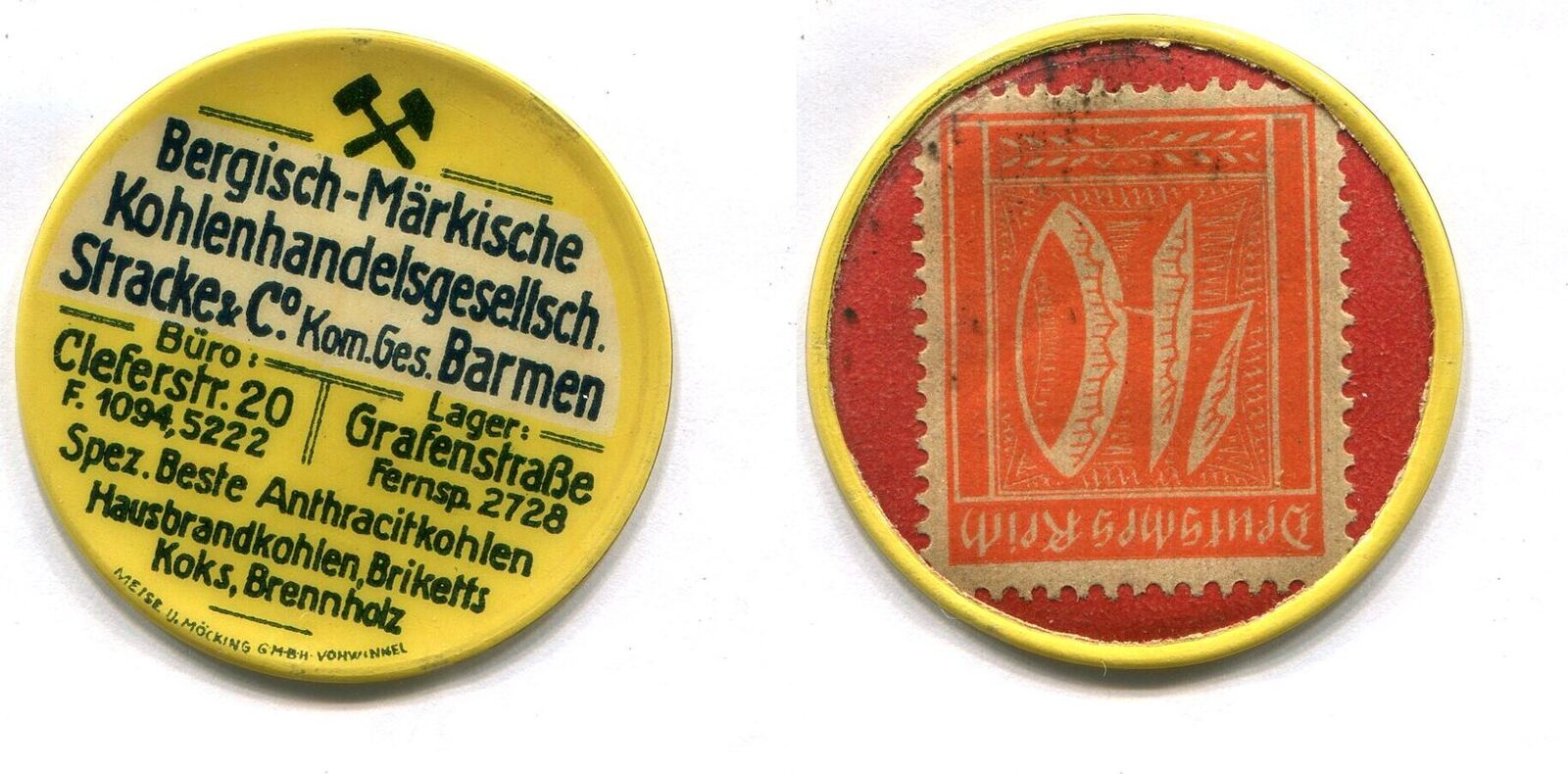 Stracker Handel Barmen, 40 Pfennig o.J. Bergisch-Märkische Kohlenhandelsgesellschaft ...