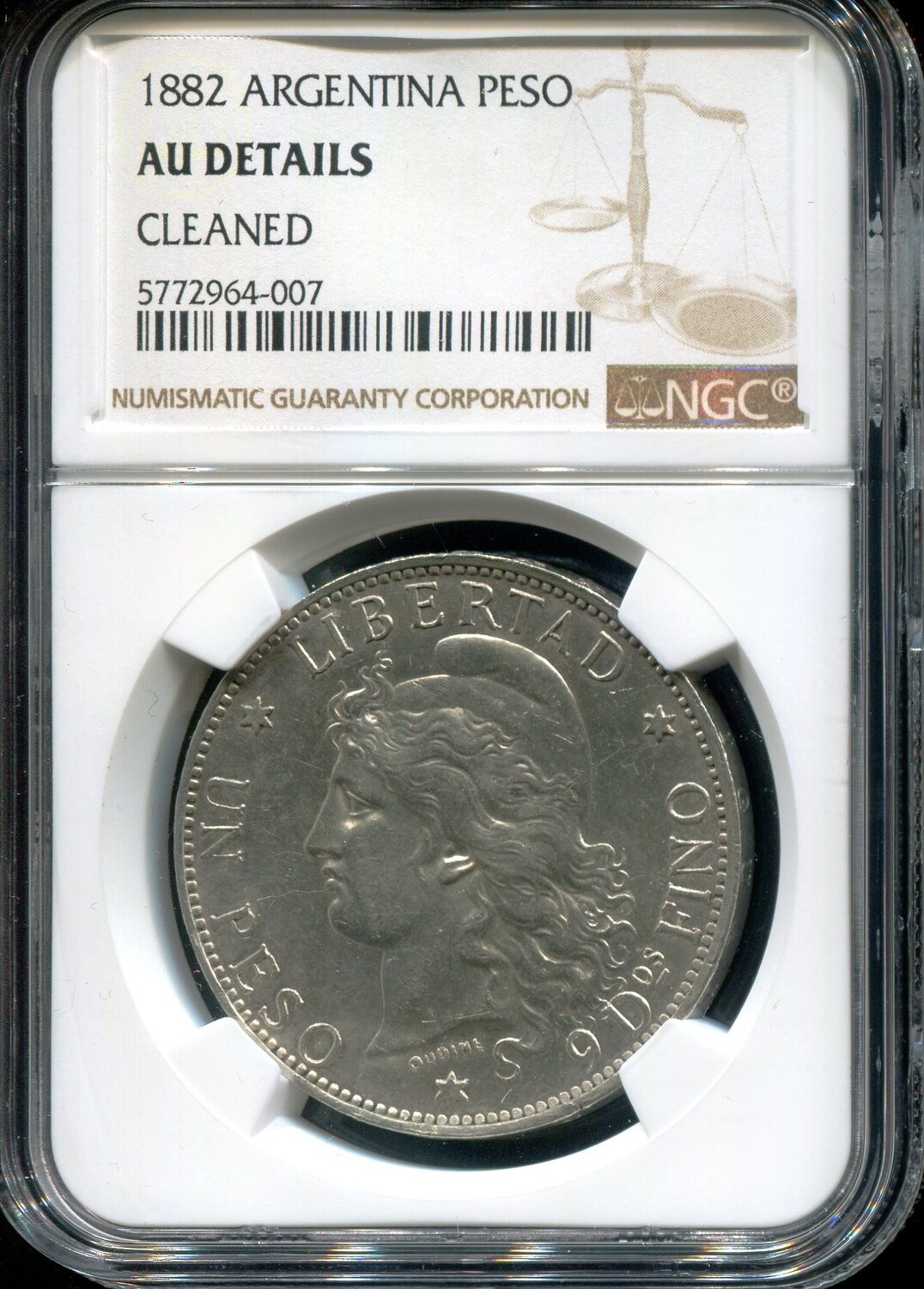 Argentinien, Peso 1882 NGC AU Details | MA-Shops