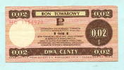 Polen, 2 Cents Bon Towarowy, -