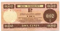 Polen, 2 Centy Bon Towarowy, -