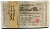 Deutsches Reich 1000 Mark ~ 20 x mit Banderole, zum Teil laufende Nummer ~ -