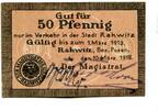 Posen 50 Pfg. Rakwitz, -