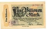 Württemberg 5 Bill. Mk. Saulgau, -