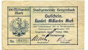 Baden 100 Md. Mk. Gengenbach, -