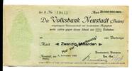 Baden 20 Md. Mk. Neustadt/Schwarzwald, -