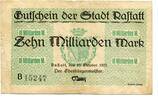 Baden 10 Md. Mk. Rastatt, -