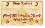 Baden 5 Md. Mk. Rastatt, -