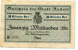 Baden 20 Md. Mk. Rastatt, -