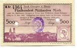 Württemberg 500 Md. Mk. Giengen a.Brenz, -