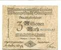 Württemberg 3 Mio. Mk. Stuttgart, -