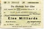 Sachsen 1 Md. Mk. Elster,Bad, -