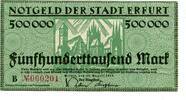 Thüringen 500 T. Mk. Erfurt, -