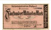 Württemberg 500 Md. Mk. Stuttgart, -
