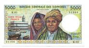 5000 Francs (1984-2004) Komoren,  unc
