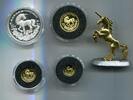 China, 5-25 Yuan Einhorn Set mit 10 Yuan Silber PP inkl.Figur Einhorn, -