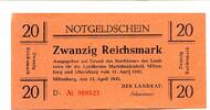 20 Reichsmark 15.4.1945 Bayern Miltenberg, unz