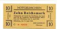 10 Reichsmark 15.4.1945 Bayern Miltenberg, unz