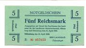5 Reichsmark 15.4.1945 Bayern Miltenberg, unz