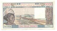 5000 Francs 1982A Westafrikanische Staaten, Ivory Coast/Elfenbeinküste, III