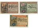 Thüringen 10 Pfg. 25 Pfg. 50 Pfg. Greiz,Bank für Handel u.Industrie, -